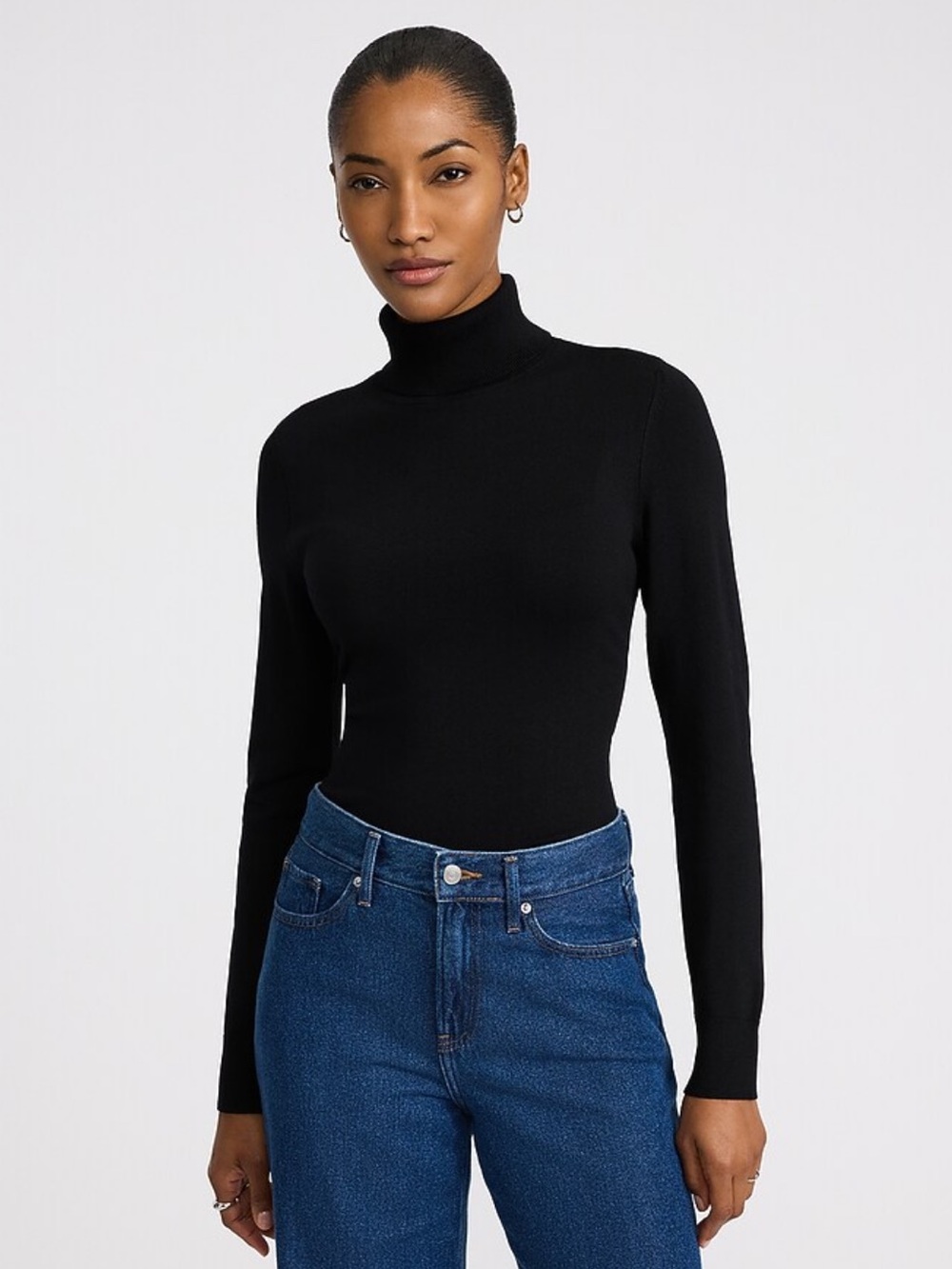 Express  Black Fitted Turtleneck Sweater
